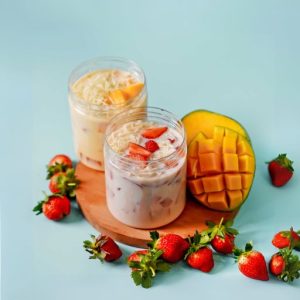 Fruit Salad with Yoghurt in Plastic